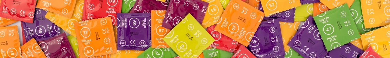 Barevné kondomy Mix Mister Size